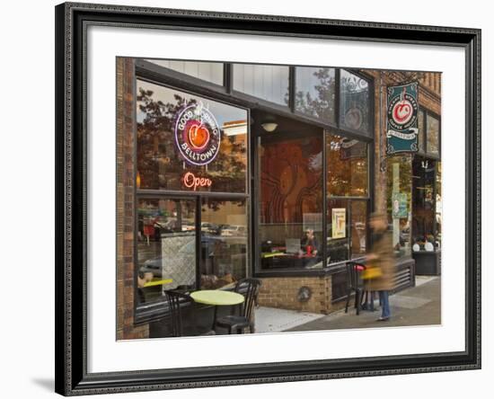 Coffee shop in the Belltown area of Seattle, Washington, USA-Janis Miglavs-Framed Photographic Print