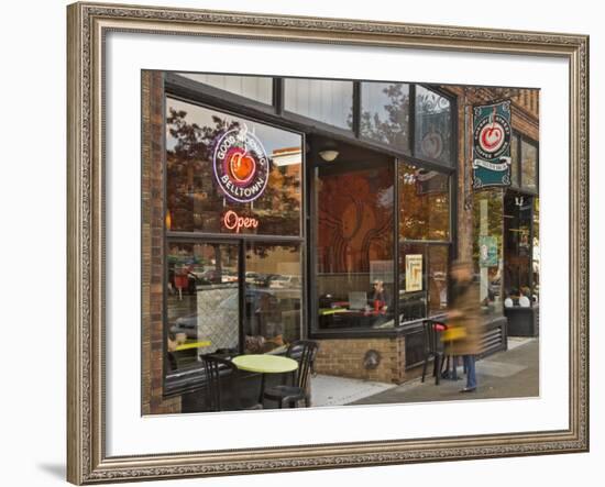 Coffee shop in the Belltown area of Seattle, Washington, USA-Janis Miglavs-Framed Photographic Print