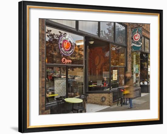 Coffee shop in the Belltown area of Seattle, Washington, USA-Janis Miglavs-Framed Photographic Print