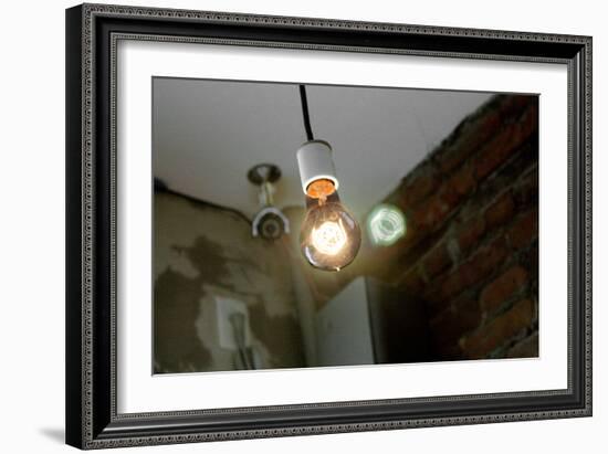 Coffee Shop Light Fixture West Village NYC-null-Framed Photo