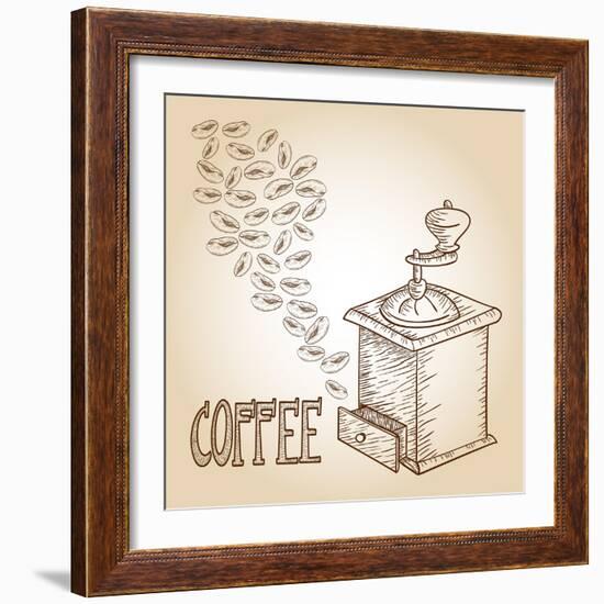 Coffee Sketch-cienpies-Framed Art Print