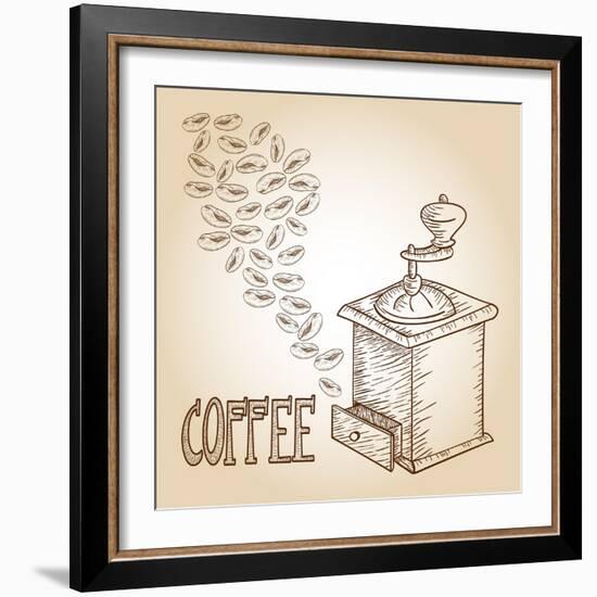 Coffee Sketch-cienpies-Framed Art Print