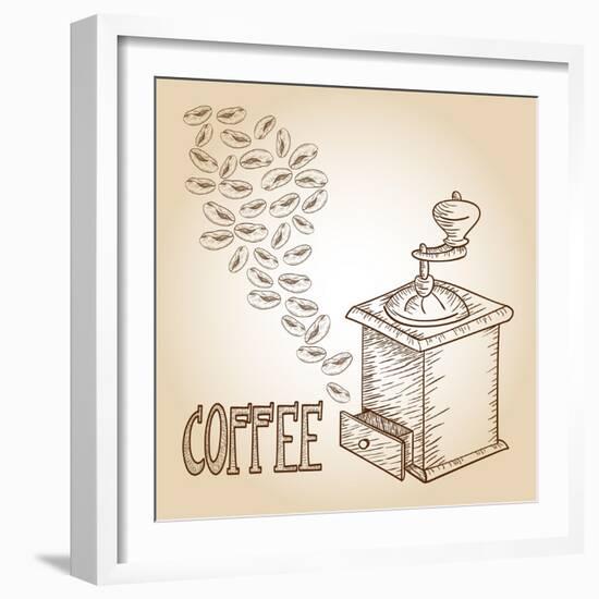 Coffee Sketch-cienpies-Framed Art Print