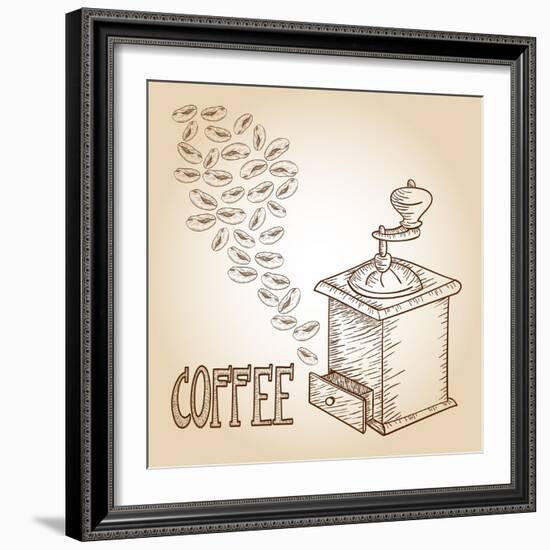 Coffee Sketch-cienpies-Framed Art Print