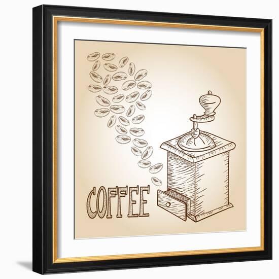 Coffee Sketch-cienpies-Framed Art Print