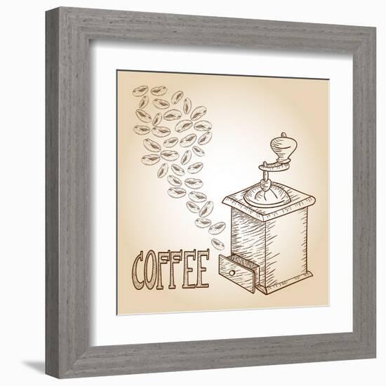 Coffee Sketch-cienpies-Framed Art Print