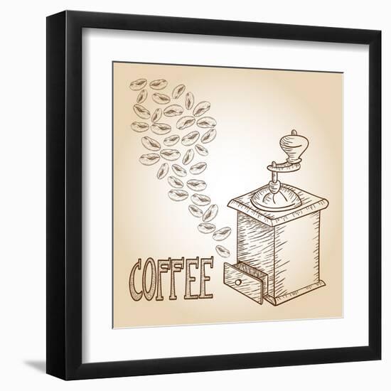 Coffee Sketch-cienpies-Framed Art Print