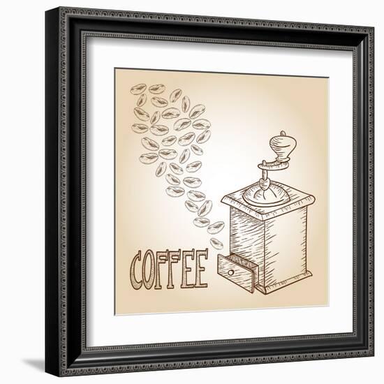 Coffee Sketch-cienpies-Framed Art Print