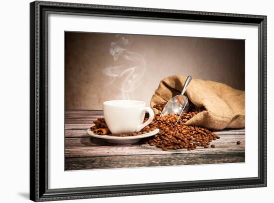 Coffee Still Life With Wooden Grinder-Jag_cz-Framed Art Print