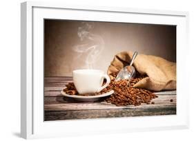 Coffee Still Life With Wooden Grinder-Jag_cz-Framed Art Print