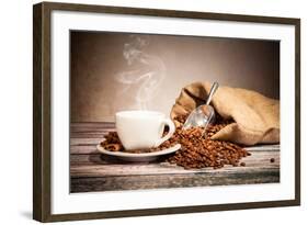 Coffee Still Life With Wooden Grinder-Jag_cz-Framed Art Print