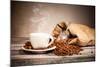 Coffee Still Life With Wooden Grinder-Jag_cz-Mounted Art Print