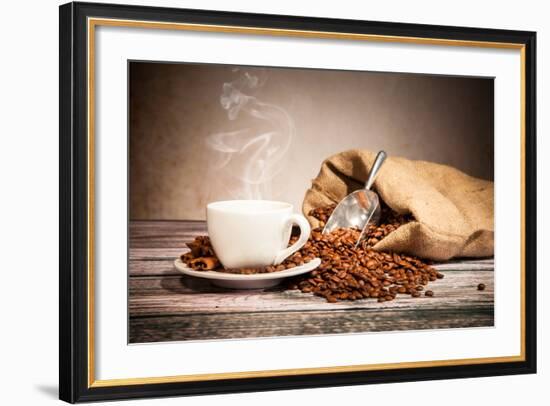 Coffee Still Life With Wooden Grinder-Jag_cz-Framed Art Print