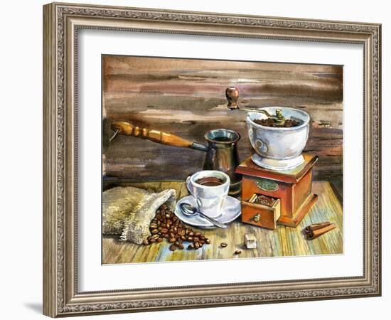 Coffee Still Life-yurchak alevtina-Framed Art Print