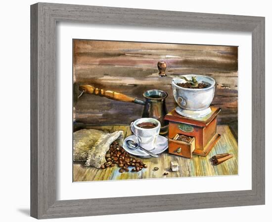 Coffee Still Life-yurchak alevtina-Framed Art Print