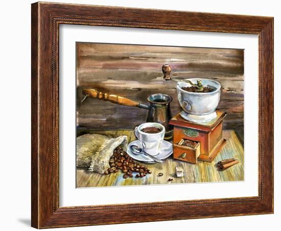 Coffee Still Life-yurchak alevtina-Framed Art Print