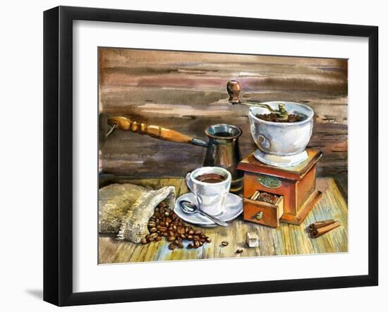 Coffee Still Life-yurchak alevtina-Framed Art Print