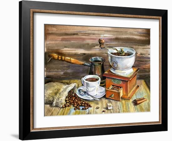 Coffee Still Life-yurchak alevtina-Framed Art Print