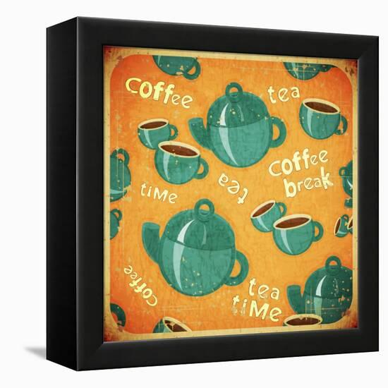 Coffee Tea Cups And Coffee Tea Pot-elfivetrov-Framed Stretched Canvas