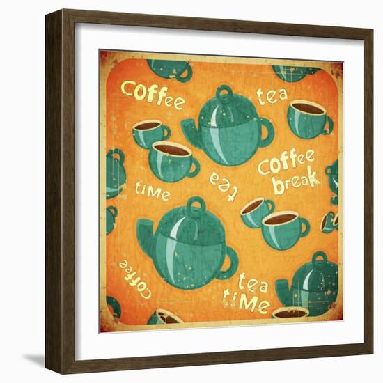 Coffee Tea Cups And Coffee Tea Pot-elfivetrov-Framed Art Print