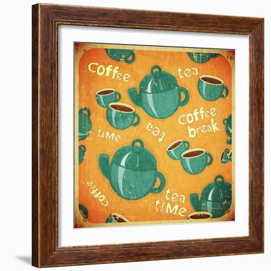 Coffee Tea Cups And Coffee Tea Pot-elfivetrov-Framed Art Print