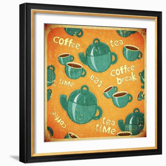 Coffee Tea Cups And Coffee Tea Pot-elfivetrov-Framed Art Print