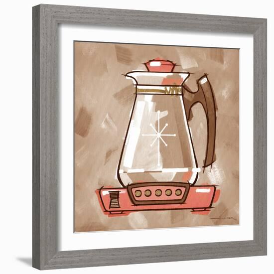 Coffee Warmer coral & brown-Larry Hunter-Framed Giclee Print