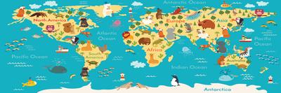 Animals World Map-coffeee_in-Art Print
