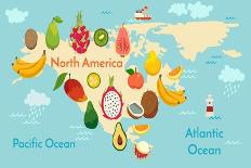 Fruit World Map North America-coffeee_in-Art Print