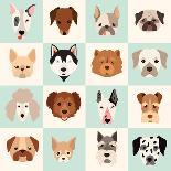 Set of Cute Dogs Icons Vector Flat Illustrations-coffeee_in-Art Print