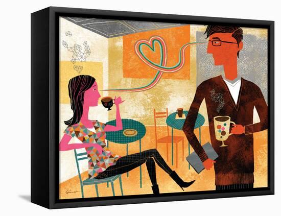 Coffeeshop Love-Richard Faust-Framed Stretched Canvas