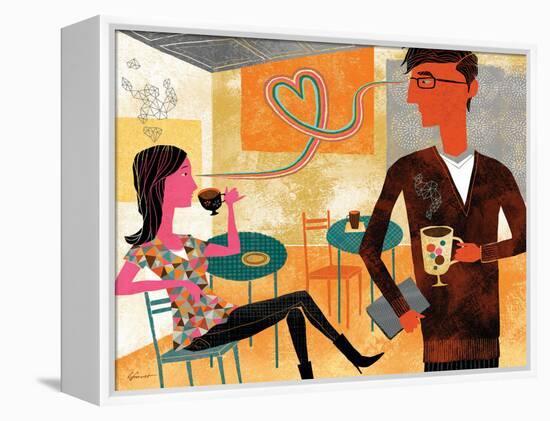 Coffeeshop Love-Richard Faust-Framed Stretched Canvas