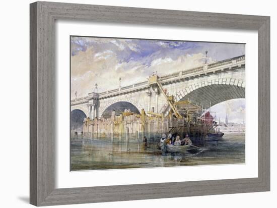 Coffer Dam Erected for Repairing the Pier of Blackfriars Bridge, London, C1870-Clarkson Stanfield-Framed Giclee Print