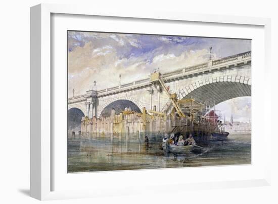 Coffer Dam Erected for Repairing the Pier of Blackfriars Bridge, London, C1870-Clarkson Stanfield-Framed Giclee Print