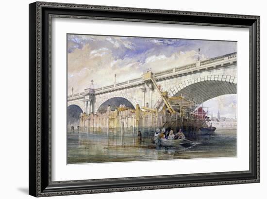 Coffer Dam Erected for Repairing the Pier of Blackfriars Bridge, London, C1870-Clarkson Stanfield-Framed Giclee Print