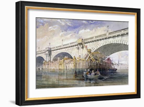 Coffer Dam Erected for Repairing the Pier of Blackfriars Bridge, London, C1870-Clarkson Stanfield-Framed Giclee Print