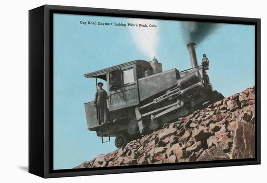 Cog Road Engine, Pike's Peak, Colorado-null-Framed Stretched Canvas