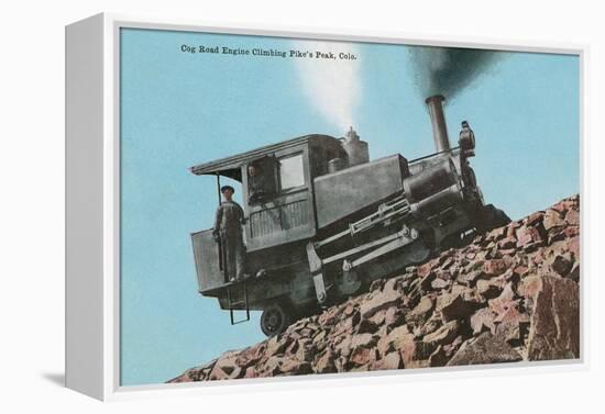 Cog Road Engine, Pike's Peak, Colorado-null-Framed Stretched Canvas