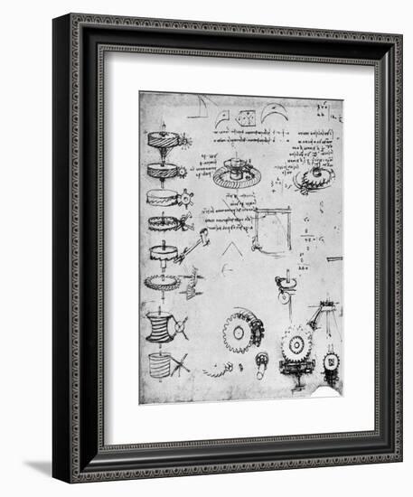 Cog Wheels (Detail), Late 15th or Early 16th Century-Leonardo da Vinci-Framed Premium Giclee Print