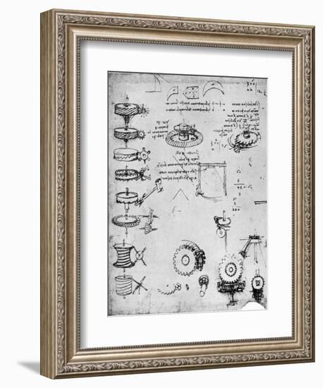 Cog Wheels (Detail), Late 15th or Early 16th Century-Leonardo da Vinci-Framed Giclee Print