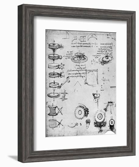 Cog Wheels (Detail), Late 15th or Early 16th Century-Leonardo da Vinci-Framed Giclee Print