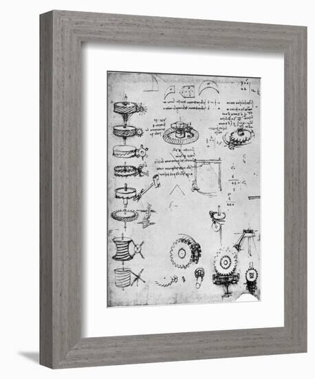 Cog Wheels (Detail), Late 15th or Early 16th Century-Leonardo da Vinci-Framed Giclee Print