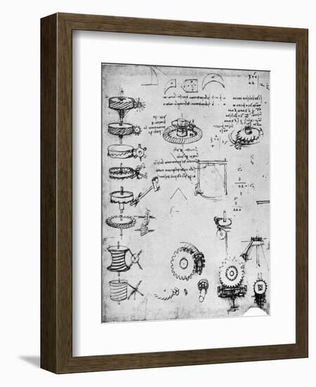 Cog Wheels (Detail), Late 15th or Early 16th Century-Leonardo da Vinci-Framed Giclee Print