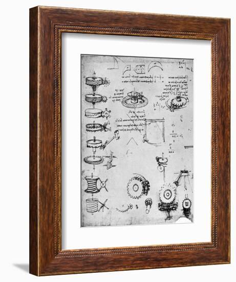 Cog Wheels (Detail), Late 15th or Early 16th Century-Leonardo da Vinci-Framed Giclee Print