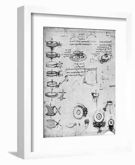 Cog Wheels (Detail), Late 15th or Early 16th Century-Leonardo da Vinci-Framed Giclee Print