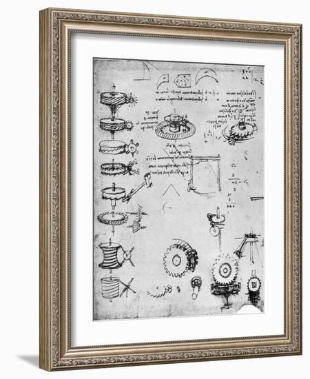 Cog Wheels (Detail), Late 15th or Early 16th Century-Leonardo da Vinci-Framed Giclee Print