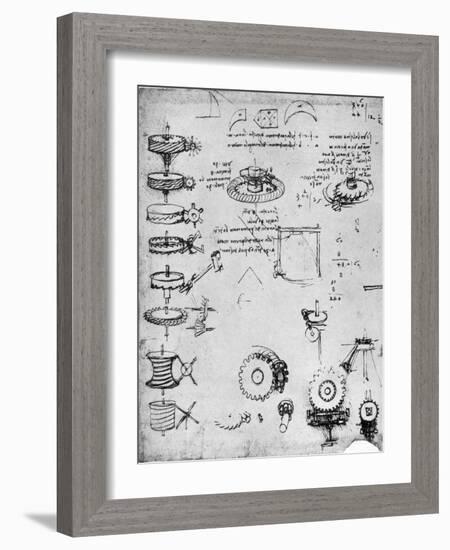 Cog Wheels (Detail), Late 15th or Early 16th Century-Leonardo da Vinci-Framed Giclee Print