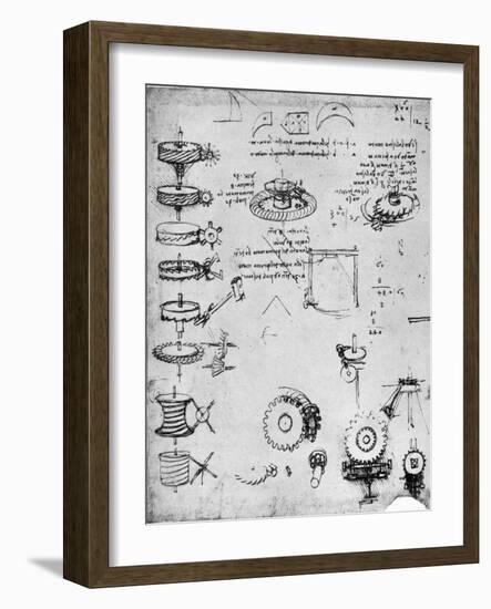 Cog Wheels (Detail), Late 15th or Early 16th Century-Leonardo da Vinci-Framed Giclee Print