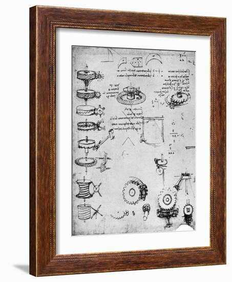 Cog Wheels (Detail), Late 15th or Early 16th Century-Leonardo da Vinci-Framed Giclee Print