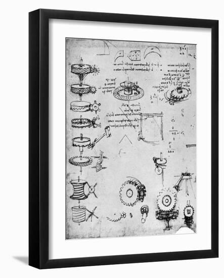 Cog Wheels (Detail), Late 15th or Early 16th Century-Leonardo da Vinci-Framed Giclee Print